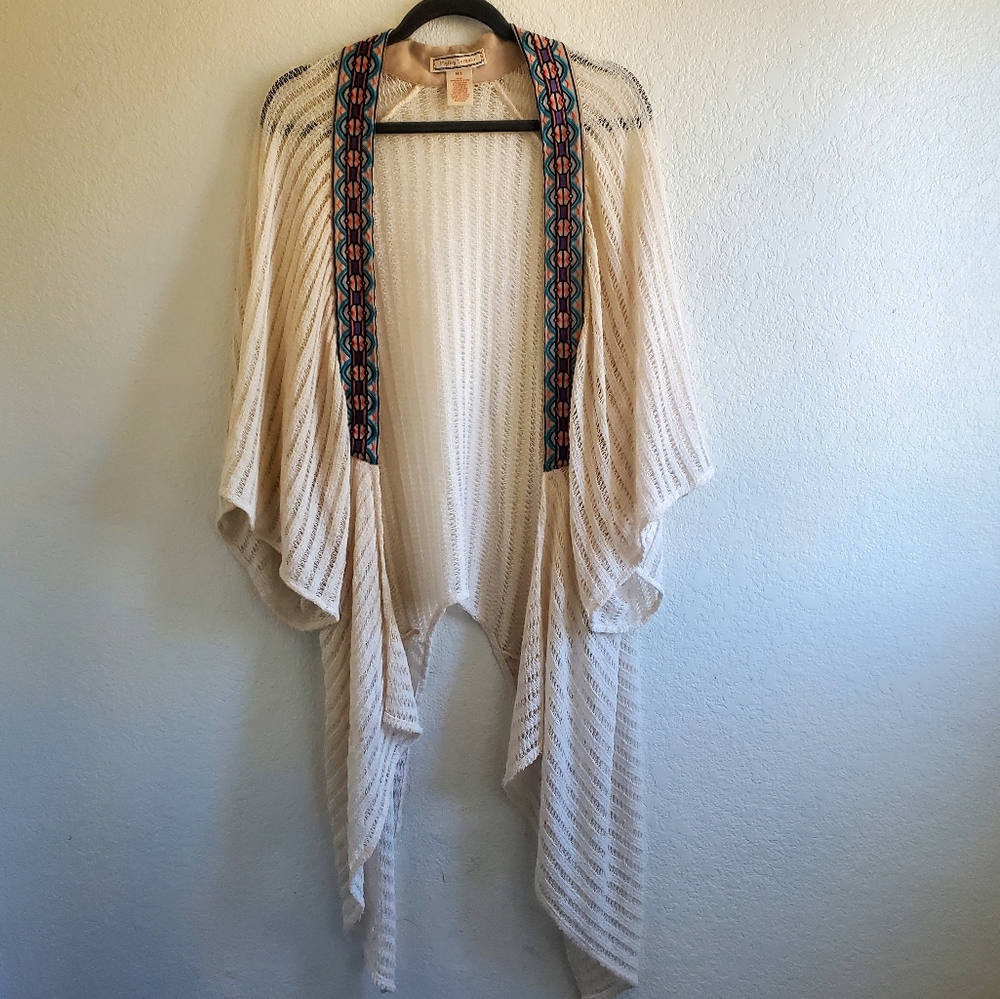 Flying Tomato Crochet Open Front Cardigan Boho Aztec Summer Beathable Layering